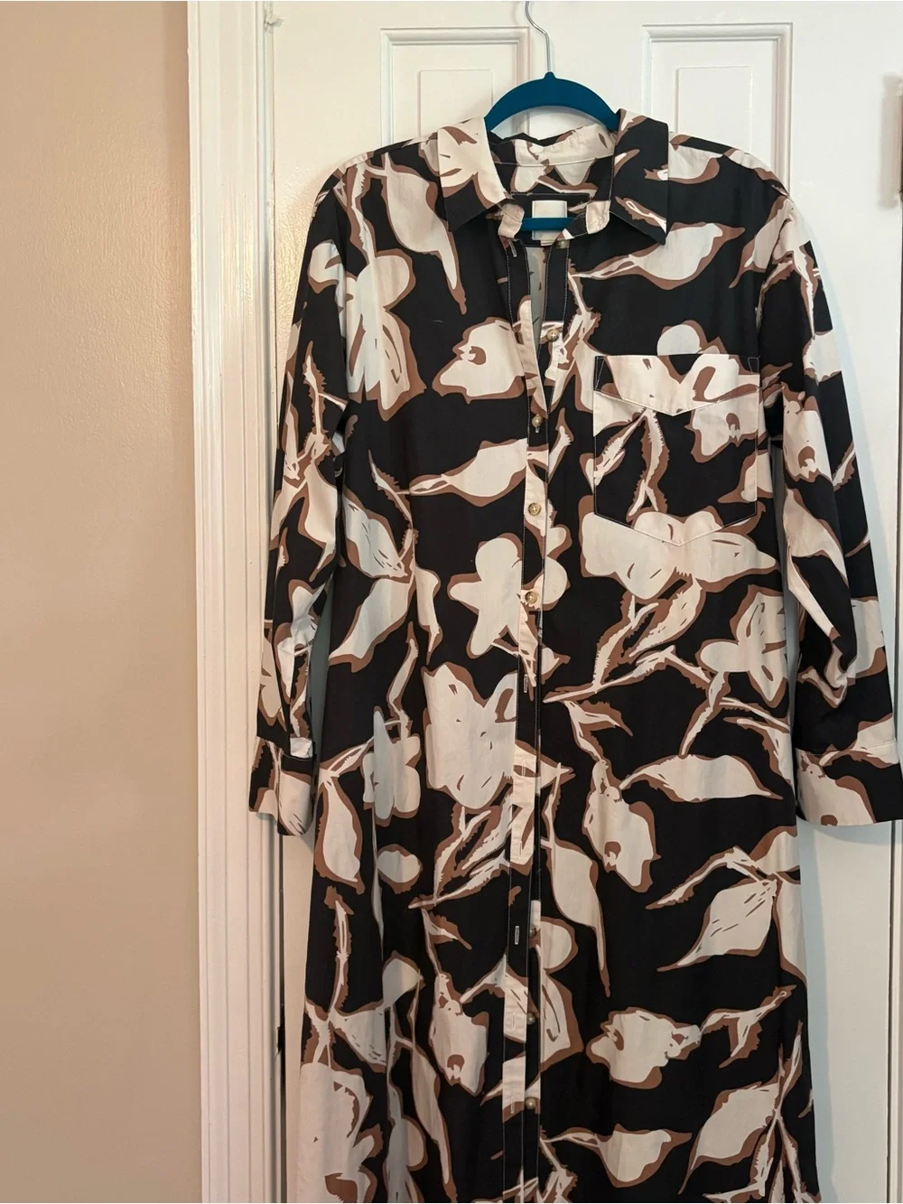 Maeve by Anthropologie Soren Long-Sleeve Shirt Dress Black Floral - Large - Picture 4 of 12